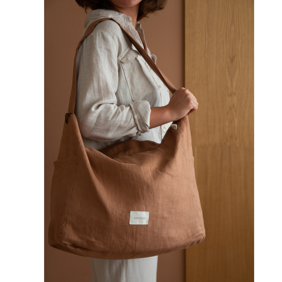 Nobodinoz Français Linen Stroller Bag - Noisette