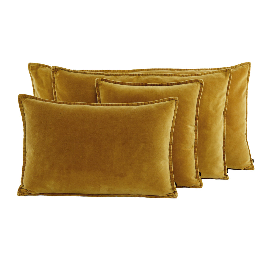 Manhattan Velvet Cushion - Ochre