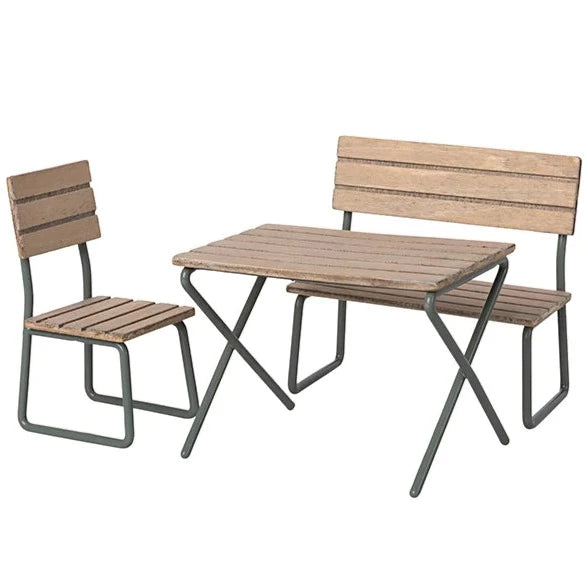Maileg Garden Set - Table w. Chair and Bench Mouse 11-2007-00