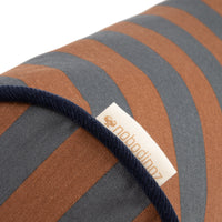 Thumbnail for Nobodinoz Majestic Cylindric Cushion - Blue Brown Stripes