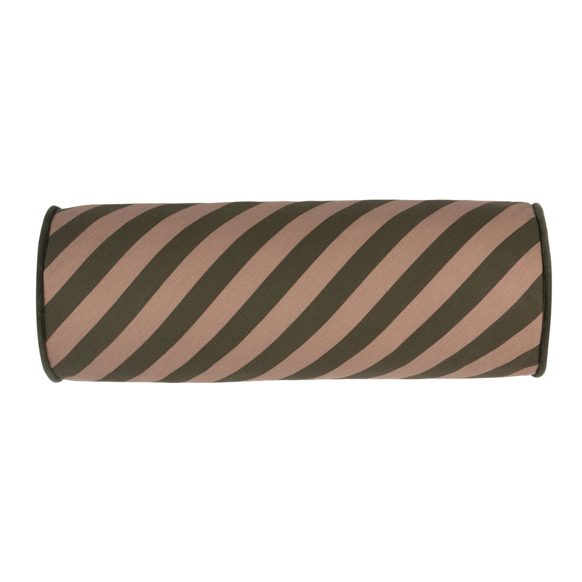Nobodinoz Majestic Cylindric Cushion - Green Taupe Stripes