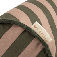 Thumbnail for Nobodinoz Majestic Cylindric Cushion - Green Taupe Stripes