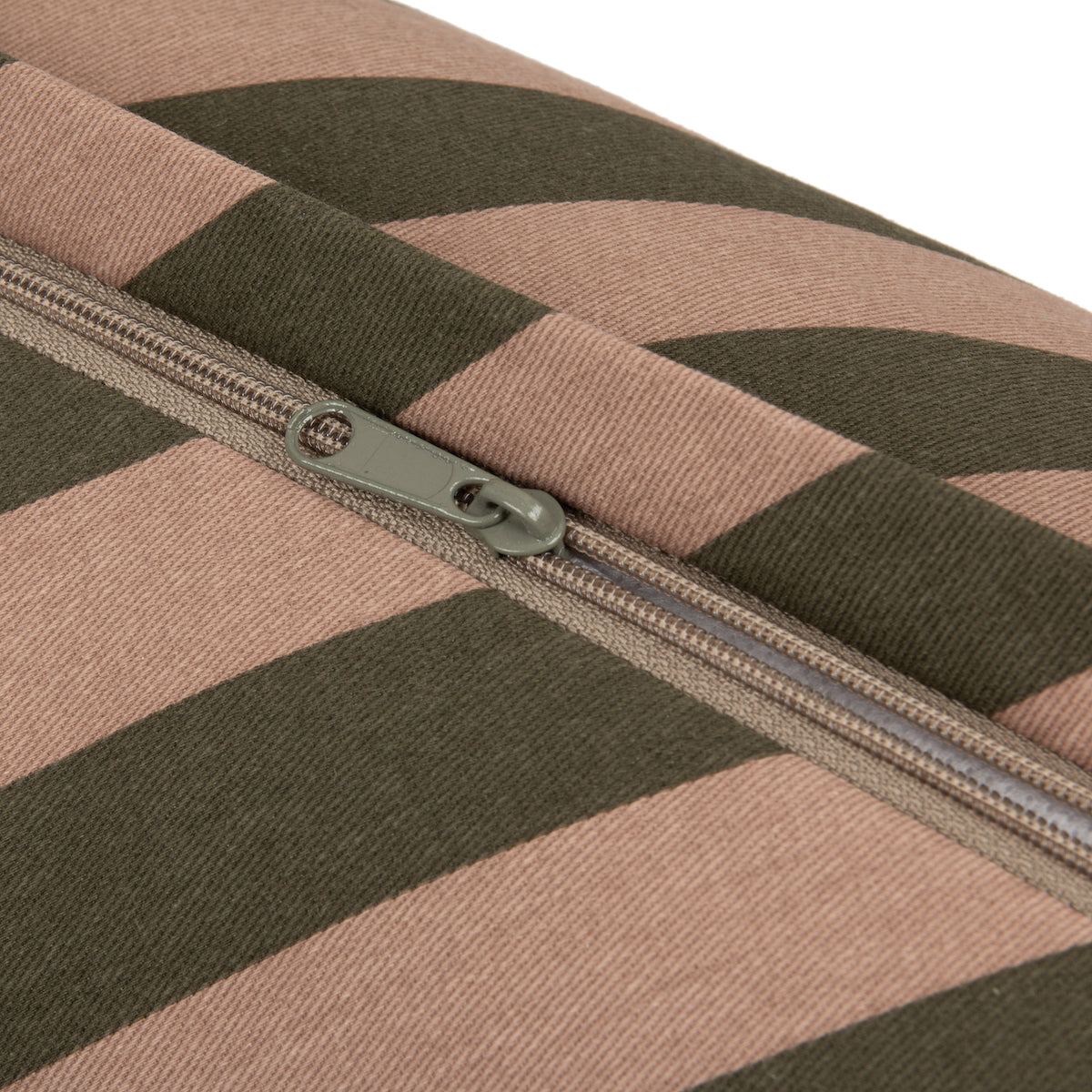 Nobodinoz Majestic Cylindric Cushion - Green Taupe Stripes