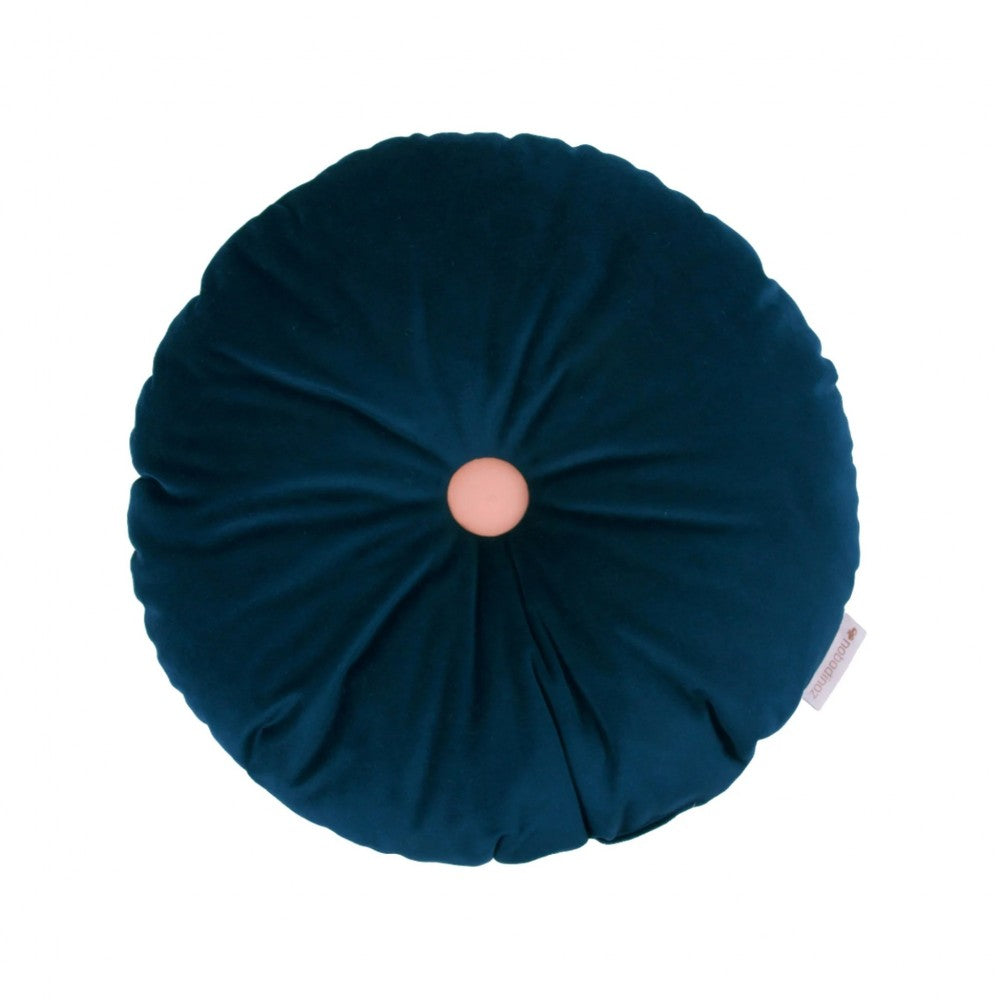 Velvet Round Cushion Night Blue