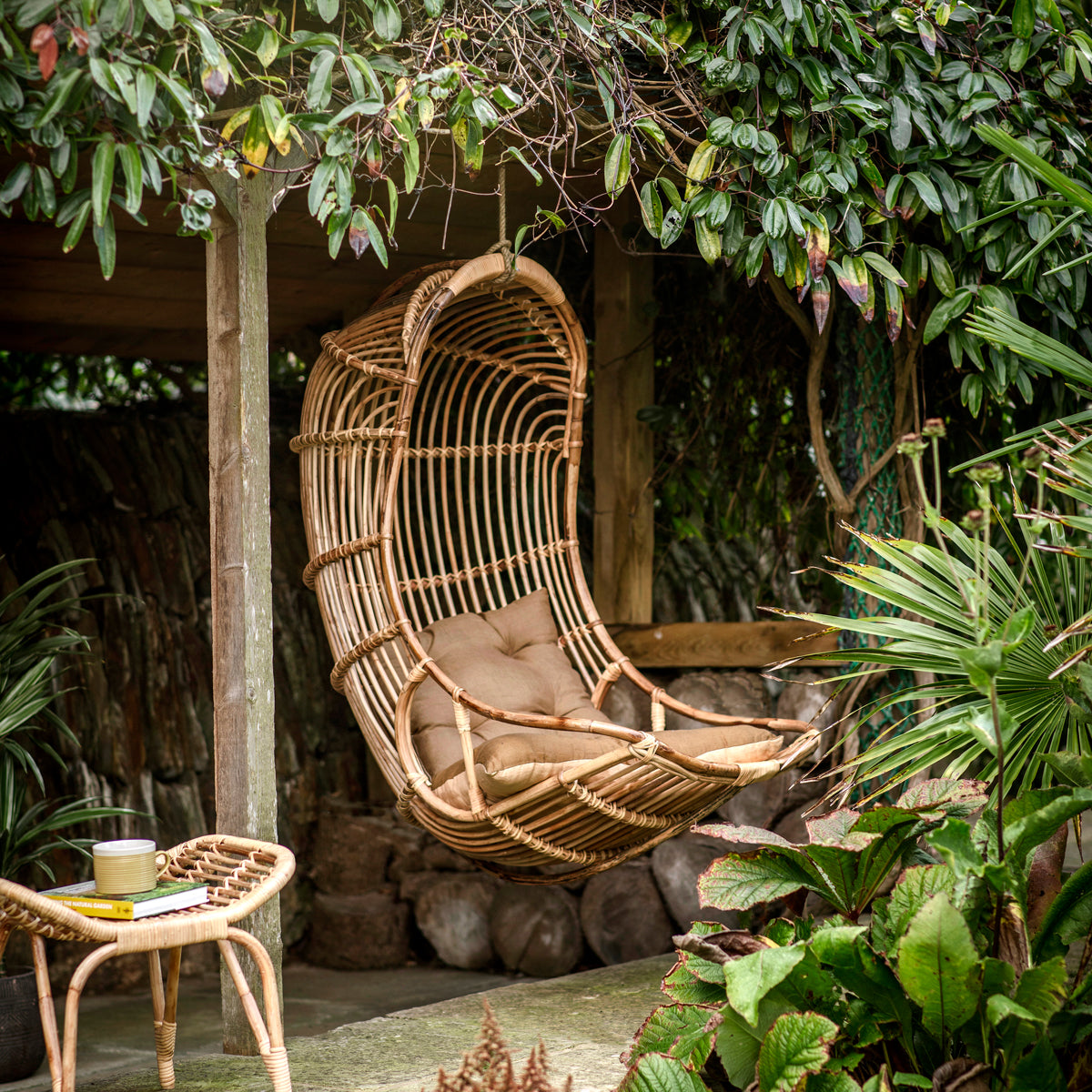 Nkuku Nesari Rattan Hanging Chair Natural Folk Interiors