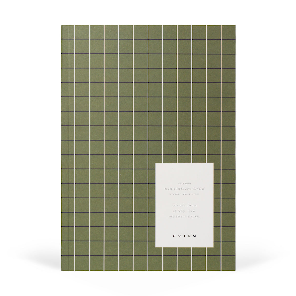 NOTEM Vita Notebook, Medium - Green Grid