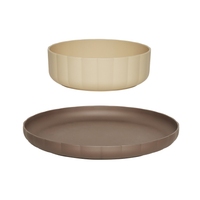 Thumbnail for Pullo Plate & Bowl Set of 2 - Taupe/Vanilla