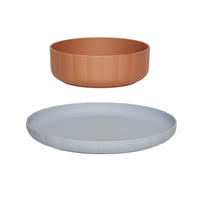 Thumbnail for Pullo Plate & Bowl Set of 2 - Caramel/Ice Blue
