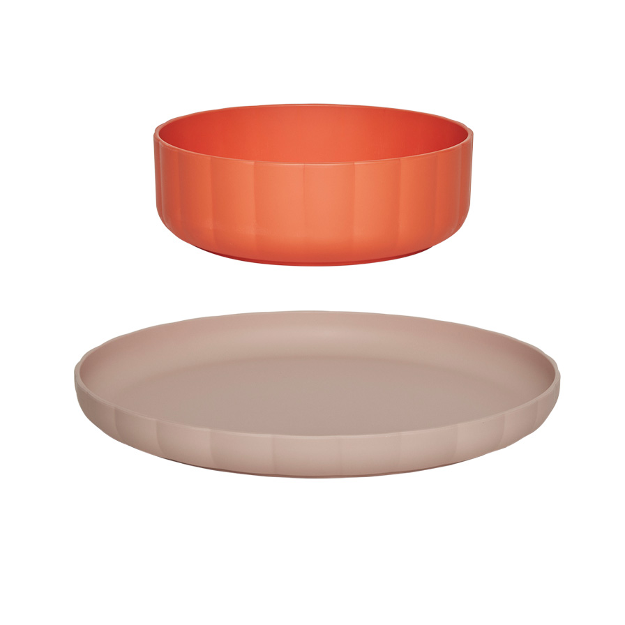 Pullo Plate & Bowl Set of 2 - Rose/Apricot
