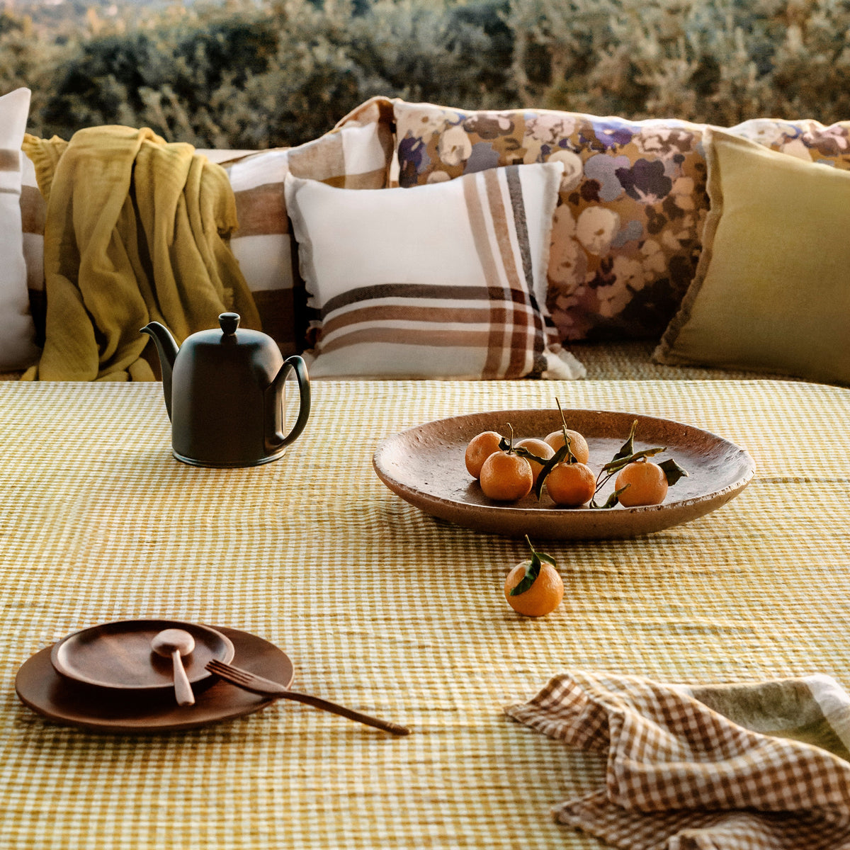 Linen Tablecloth Ginham Gold