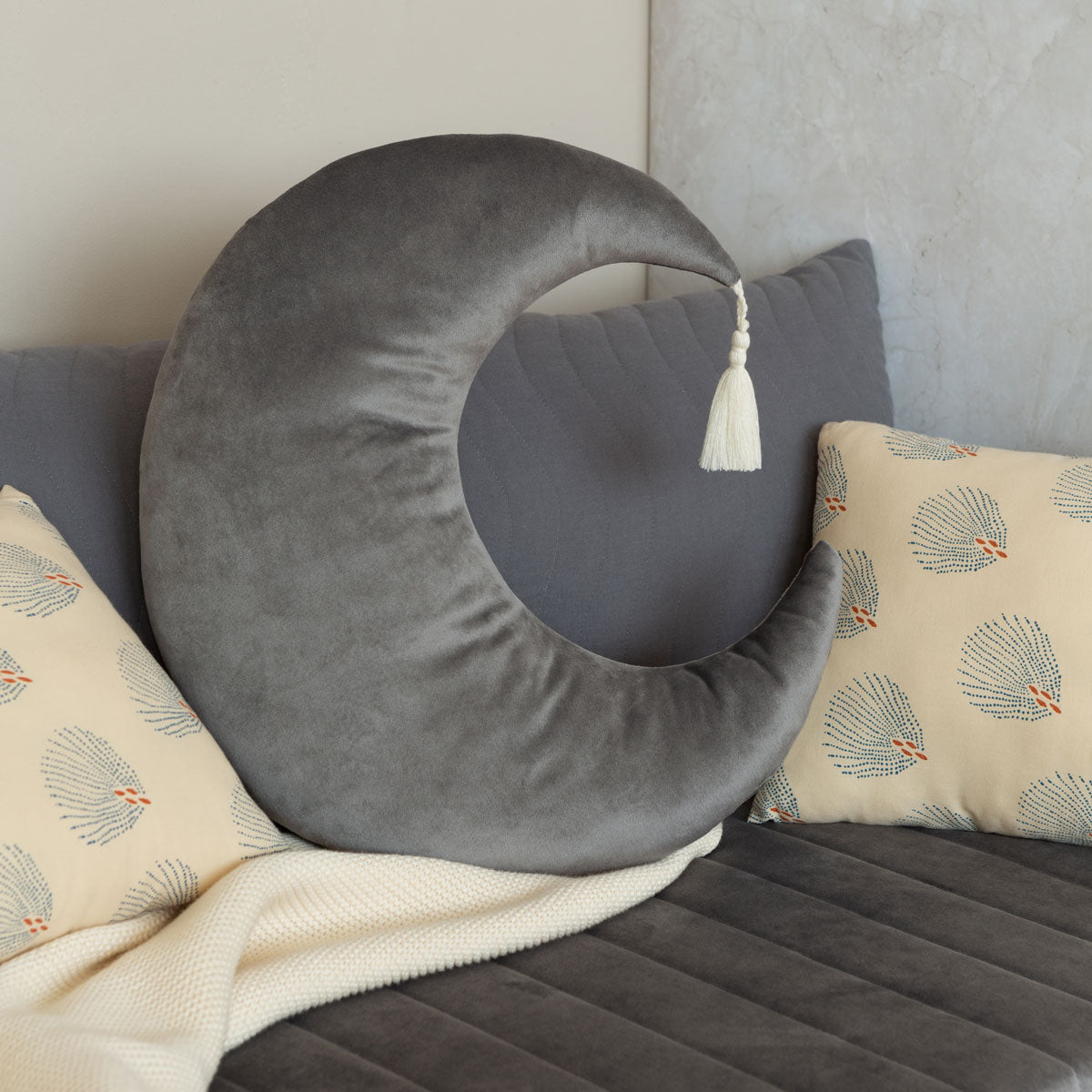 Pierrot Moon Cushion • Slate Grey