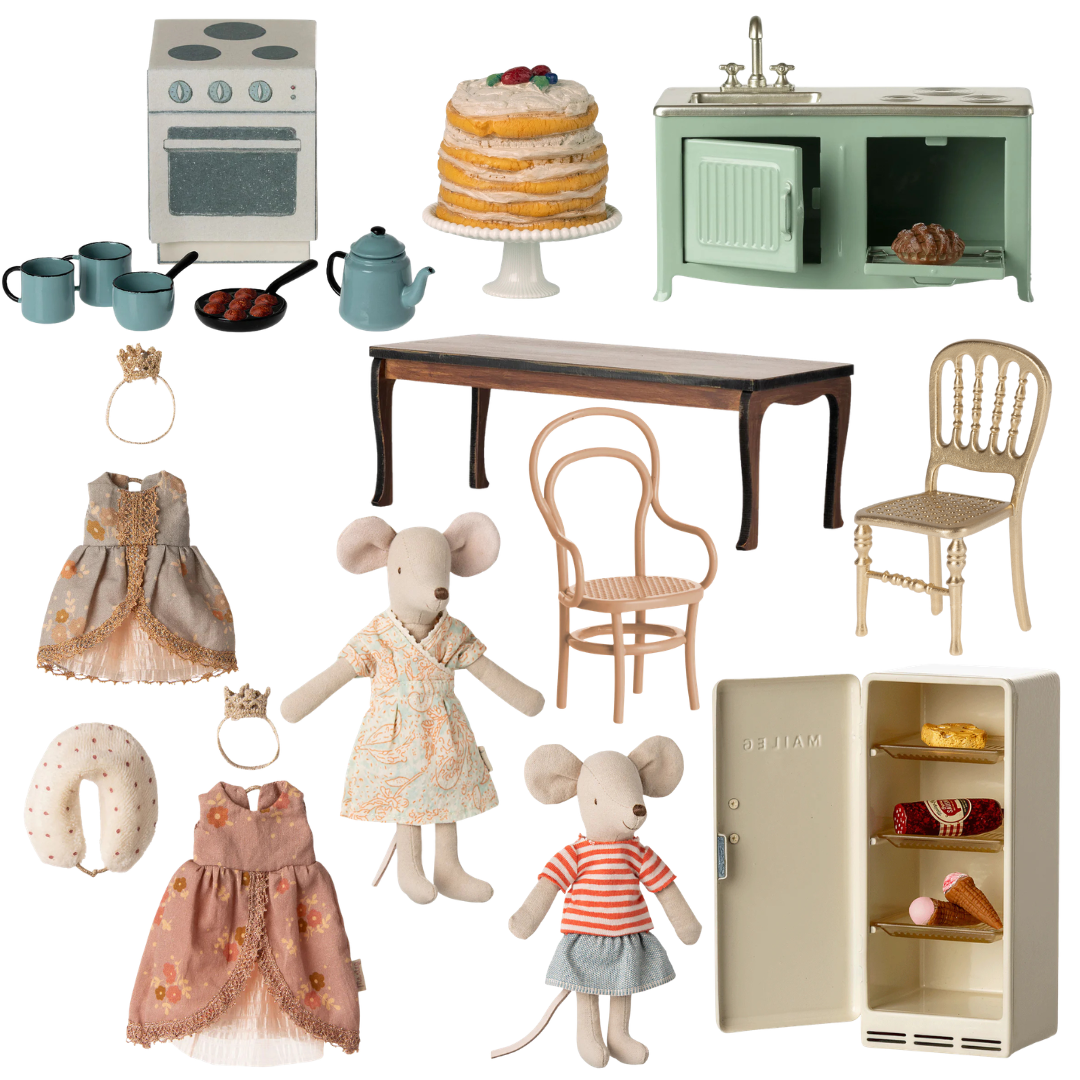 Maileg Royal Kitchen Bundle with Mum Mouse and Big Sister Mouse