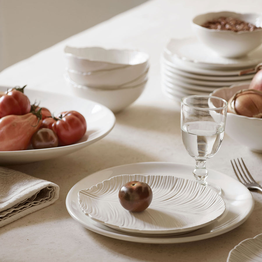 Cake Plate Leaf Glazed Earthenware
