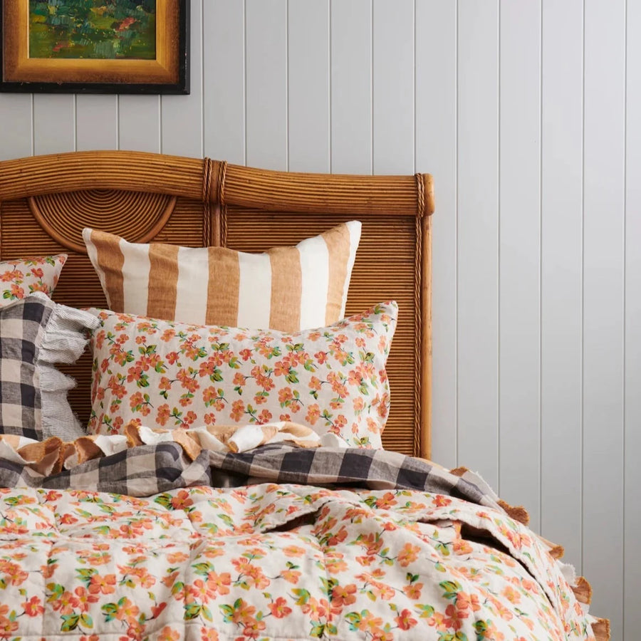 Licorice Ginham Full Ruffle Pillowcase Set