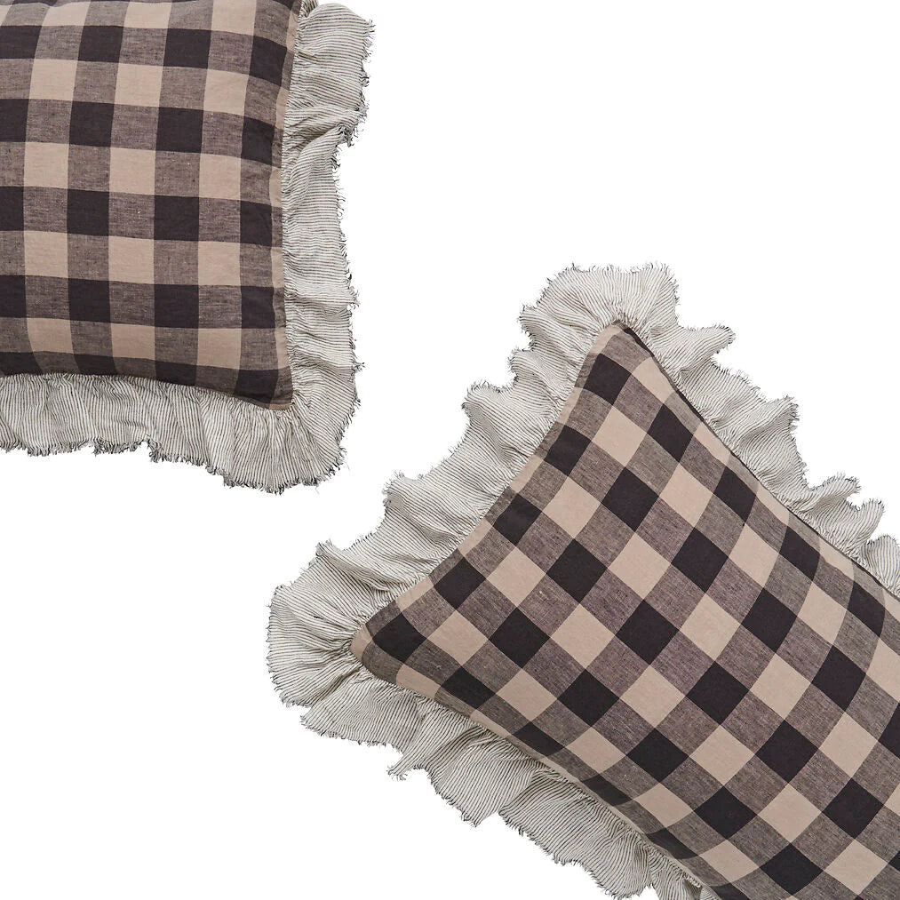 Licorice Ginham Full Ruffle Pillowcase Set