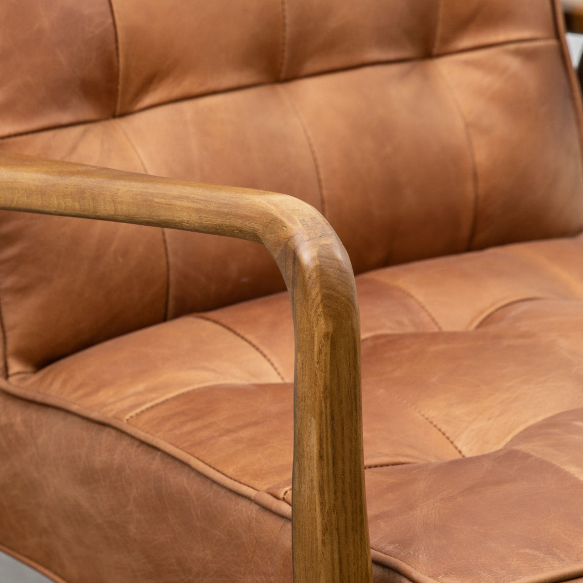 Mid Century Armchair Brown Leather