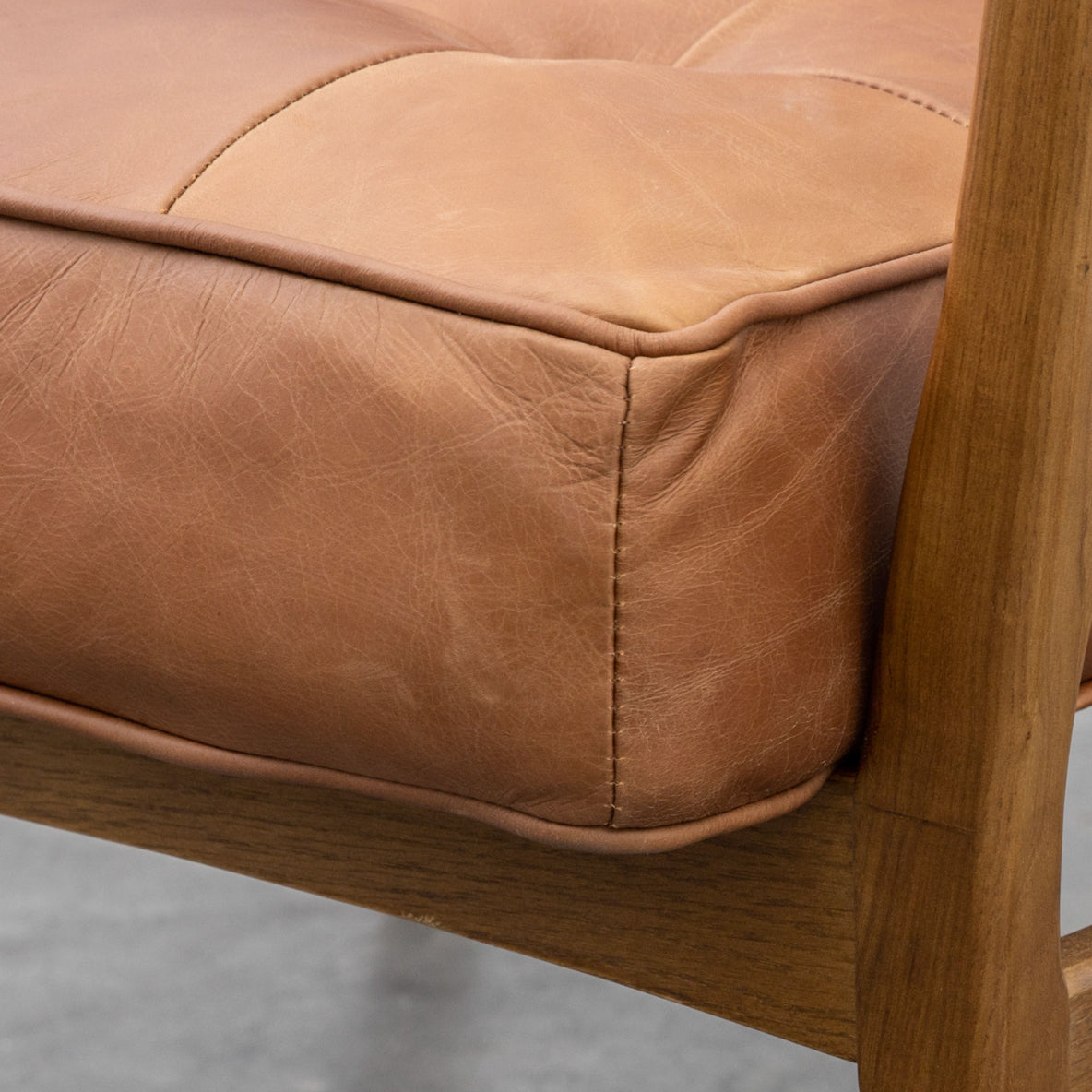 Mid Century Armchair Brown Leather