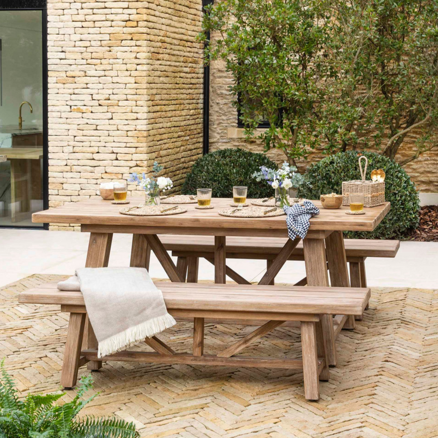 Chilford Solid Wood Dining Table and Bench Set - PRE ORDER