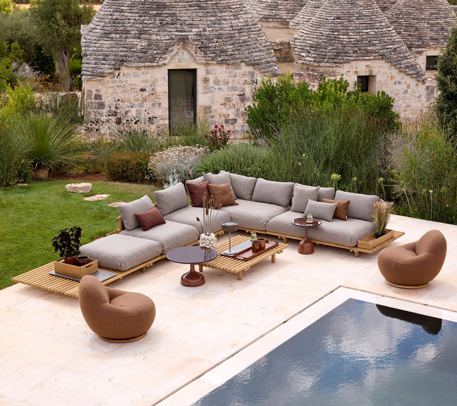 Gem Lounge Chair with Teak Swivel : Umber Brown