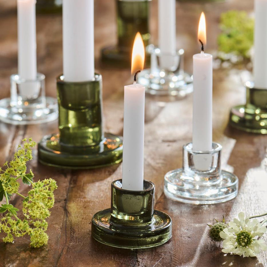 Candle Holder Glass f/2.2 cm Candle Green