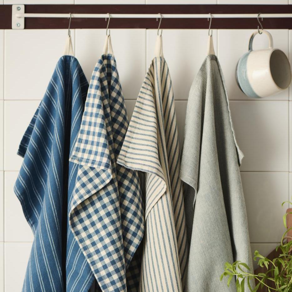 Tea Towel Samuel Dark Blue w/Thin Natural Stripes
