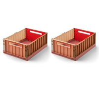 Thumbnail for Weston Medium Storage Boxes Dusty Raspberry Multi Set of 2