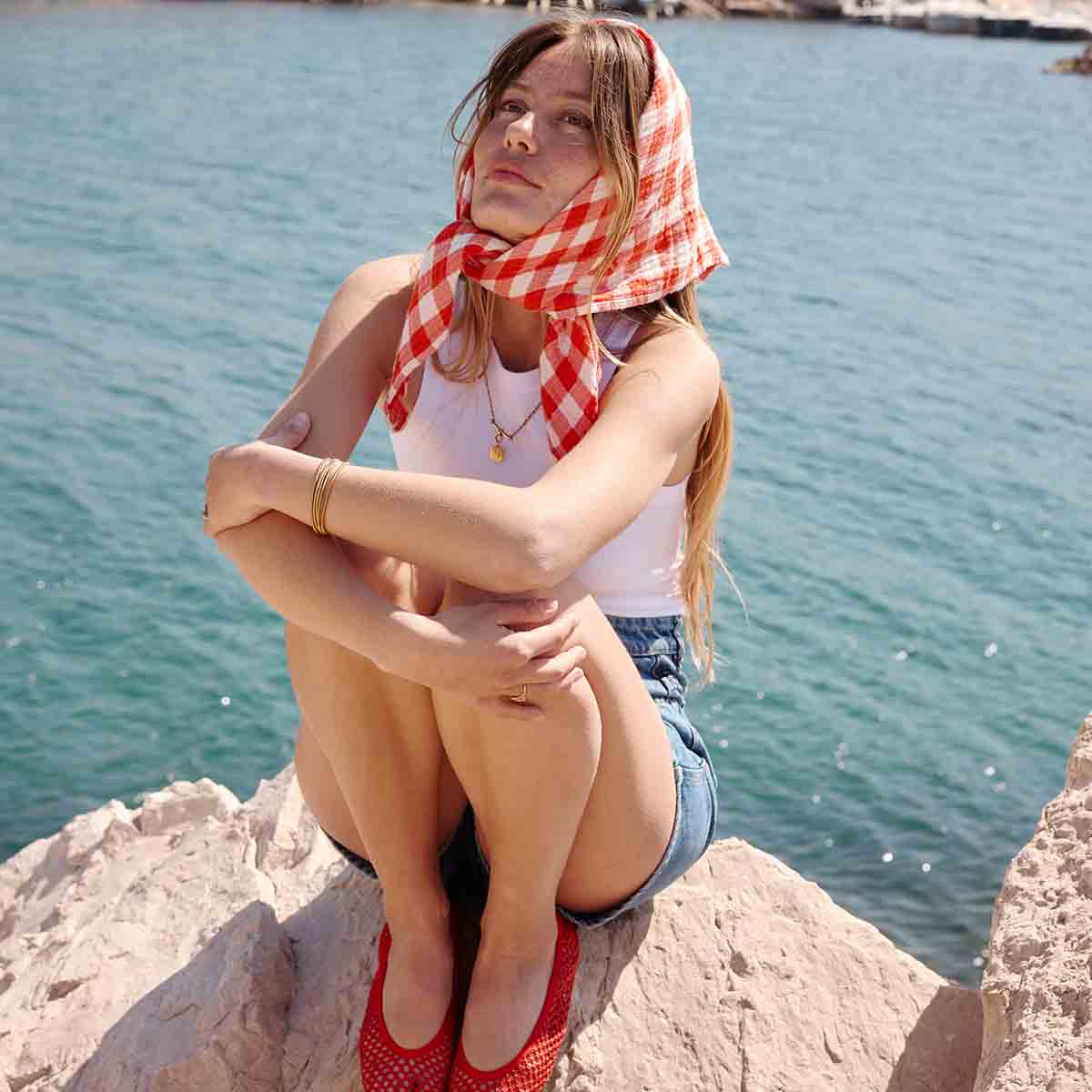 BIANCA SWADDLE GINGHAM TOMATO: VICHY / L 110*110