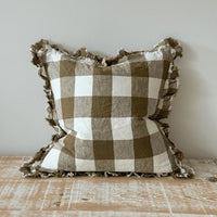 Thumbnail for Hallie Olive Gingham Gingham Cushion Cover, 45x45cm