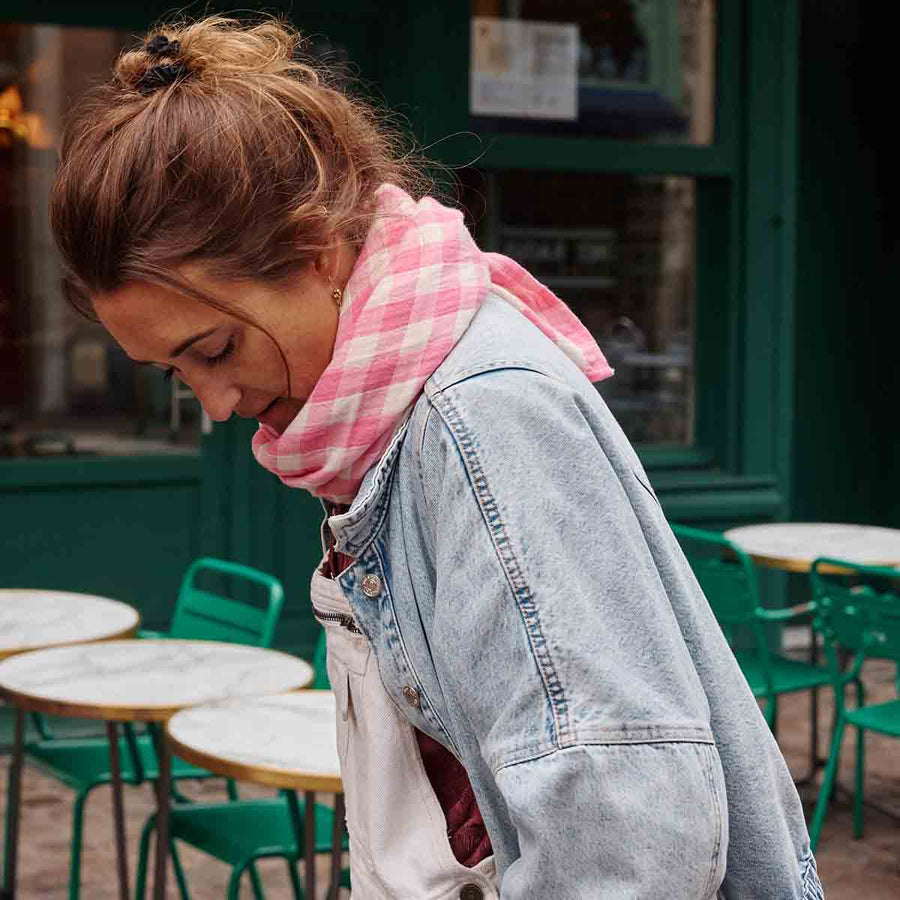BIANCA SWADDLE GINGHAM NEON PINK: VICHY / L 110*110