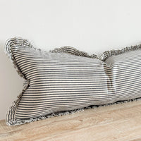 Thumbnail for Darcy Cotton Bolster Cushion  80x30 -  Navy & Cream