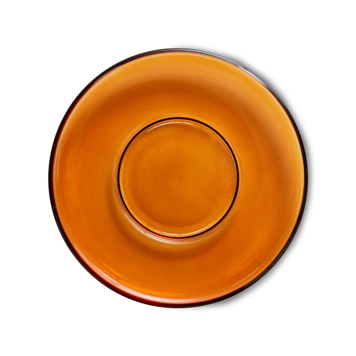 70s Glassware: Saucers Amber Brown (Set of 4)