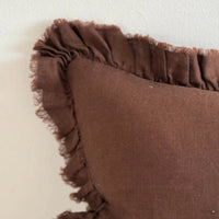 Thumbnail for Hallie Ruffled Linen Cushion Cover 50x30 – Dark Brown