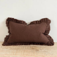 Thumbnail for Hallie Ruffled Linen Cushion Cover 50x30 – Dark Brown
