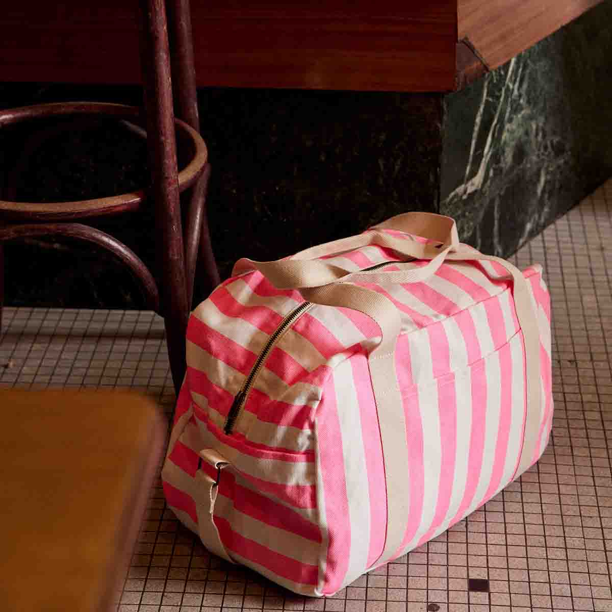 RAPHAEL DIAPER BAG - WEEKEND BAG STRIPES NEON PINK: NEON PINK / Stripe / L22*W42*H28