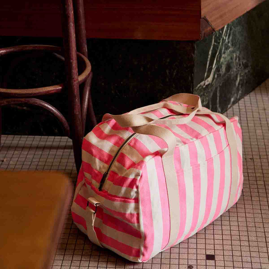 RAPHAEL DIAPER BAG - WEEKEND BAG STRIPES NEON PINK: NEON PINK / Stripe / L22*W42*H28