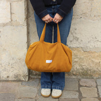 Thumbnail for Mini bowling bag in saffron yellow organic cotton canvas