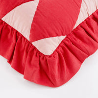 Thumbnail for Harlequin cord cushion, red/pink