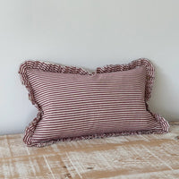 Thumbnail for Hallie Wine Stripe Cushion Cover 50x30 – Ruffled Edge