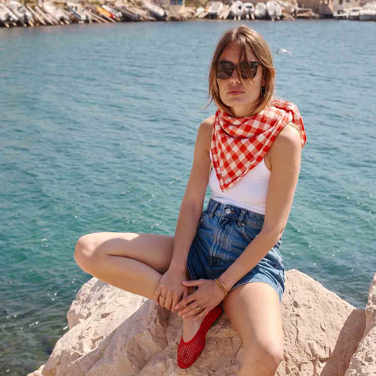 BIANCA SWADDLE GINGHAM TOMATO: VICHY / L 110*110