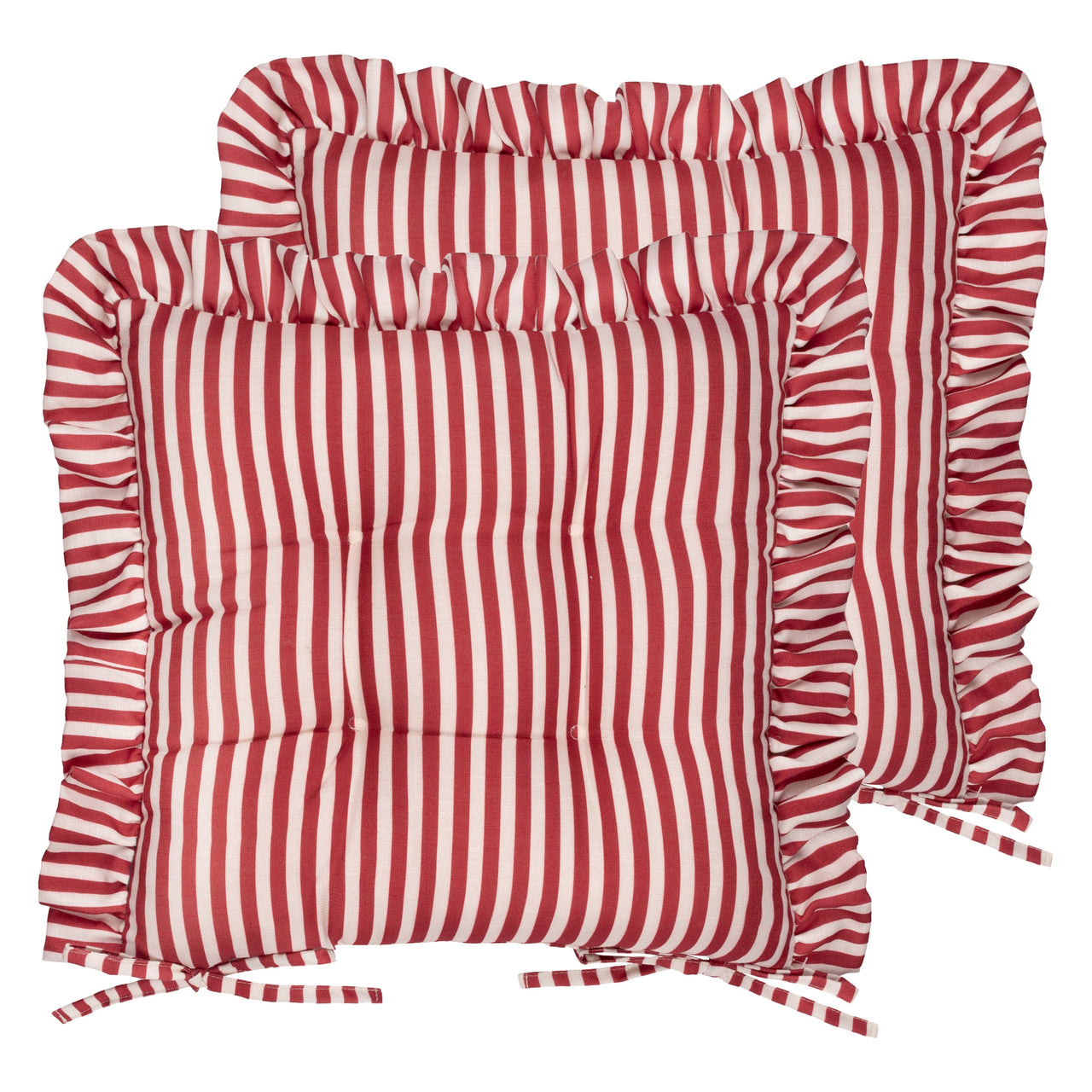 Millie Ruffle 2 Pack Indoor/Outdoor Seat Pads Red: Red / 40 x 40cm