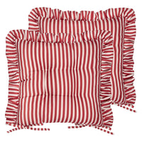 Thumbnail for Millie Ruffle 2 Pack Indoor/Outdoor Seat Pads Red: Red / 40 x 40cm