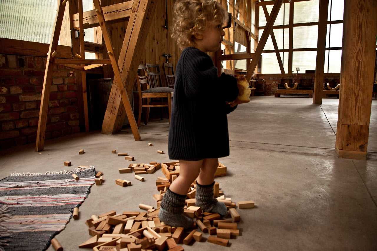 Wooden Blocks In Tray - 54 Pcs Natural