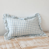 Thumbnail for Hallie Light Blue Gingham Cushion 50x30