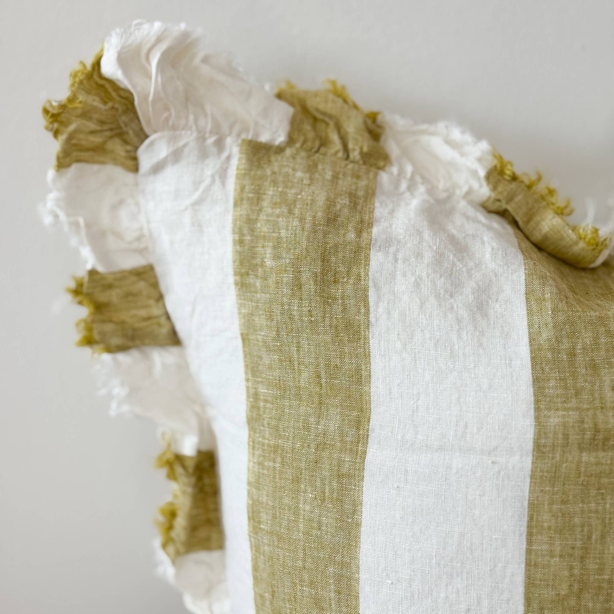 Hallie Light Olive Wide Stripe Cushion 45x45cm