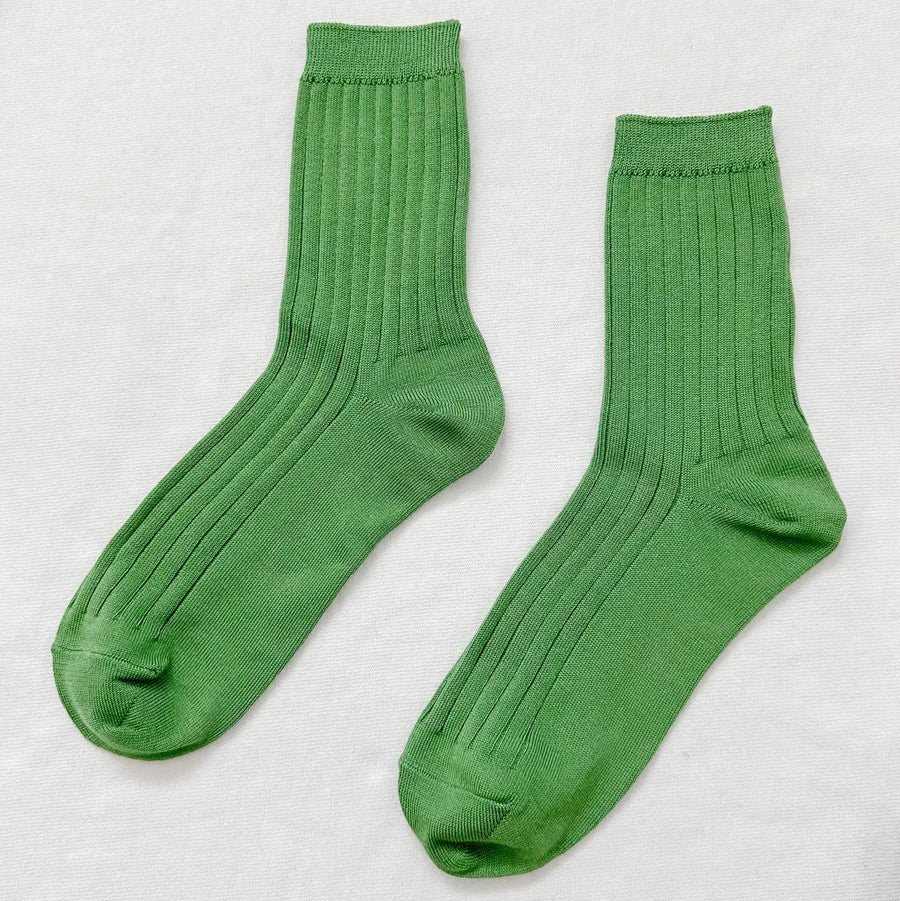 Le bon shoppe Her Socks - Mercerized Combed Cotton Rib Jade