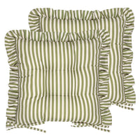 Thumbnail for Millie Ruffle 2 Pack Indoor/Outdoor Seat Pads Green: Green / 40 x 40cm