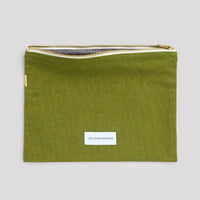 Thumbnail for Large pouch in moss green organic cotton canvas