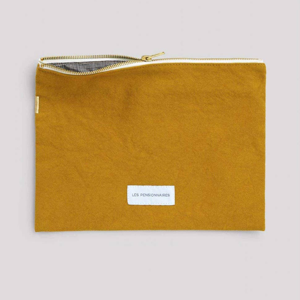Large Pouch in Organic Saffron Yellow Cotton Canvas