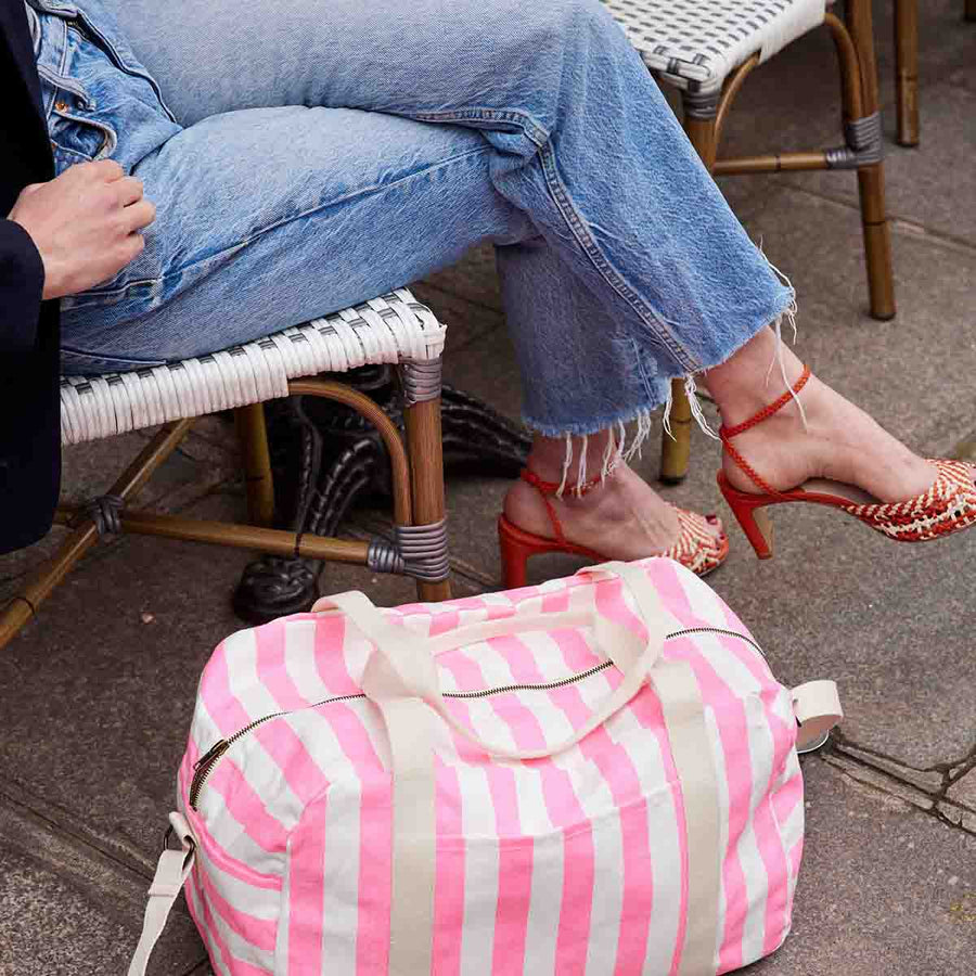 RAPHAEL DIAPER BAG - WEEKEND BAG STRIPES NEON PINK: NEON PINK / Stripe / L22*W42*H28