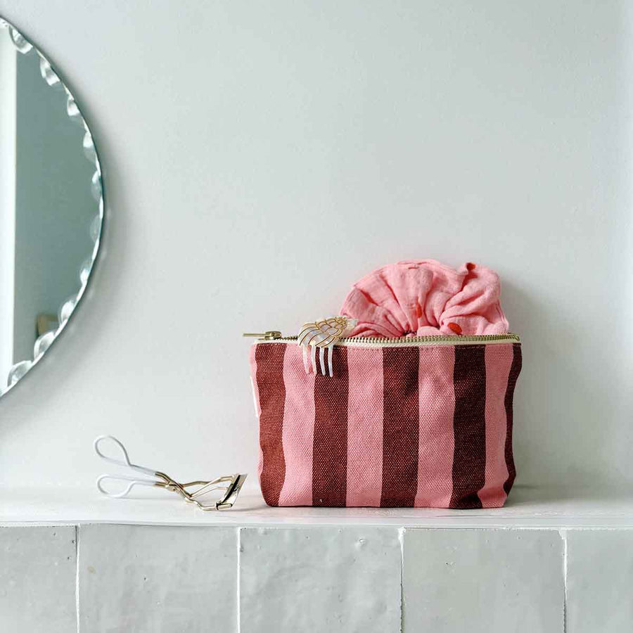 POUCH SOFIA STRIPES BRICK / PINK